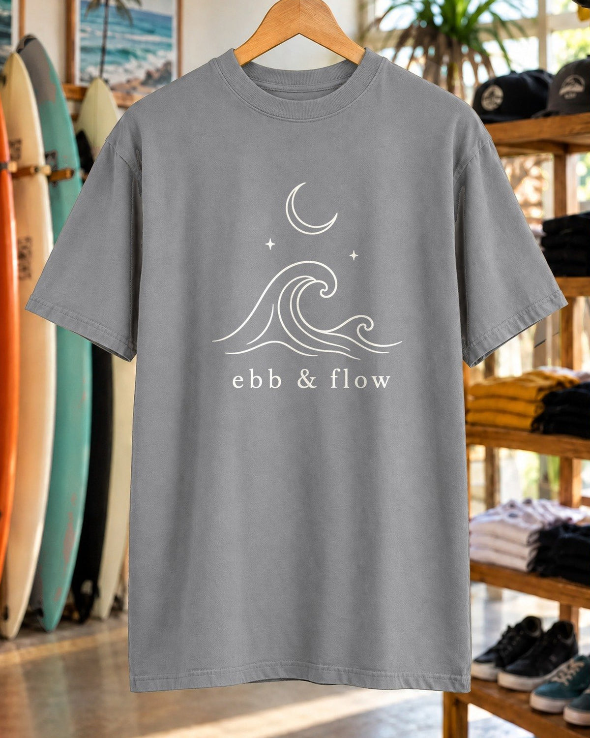Ebb & Flow Tee tee mockup close-up