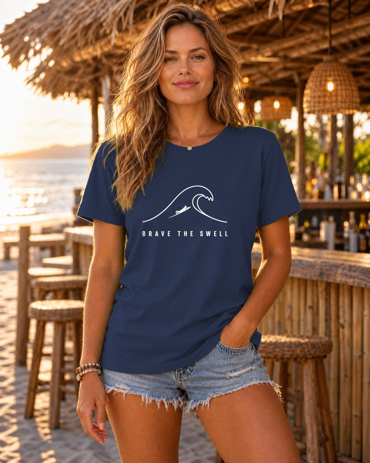 Brave The Swell Tee tee mockup 2
