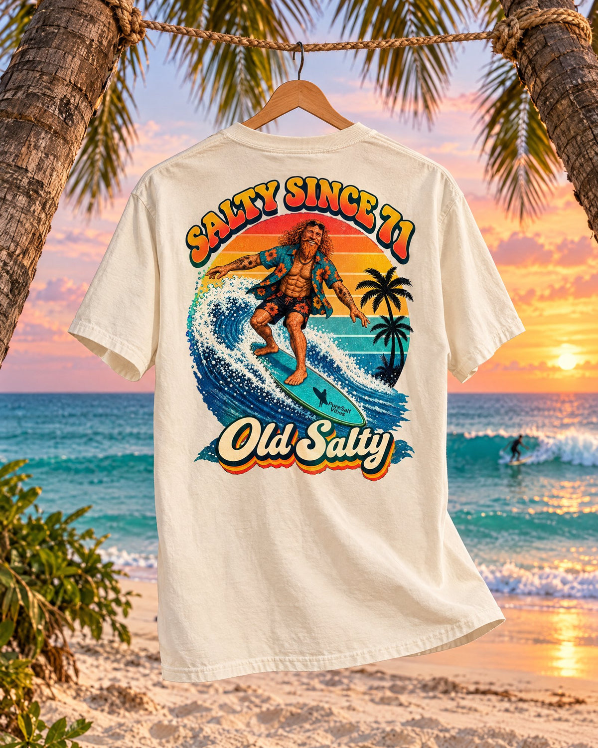 Old Salty Surf T-Shirt tee mockup 3