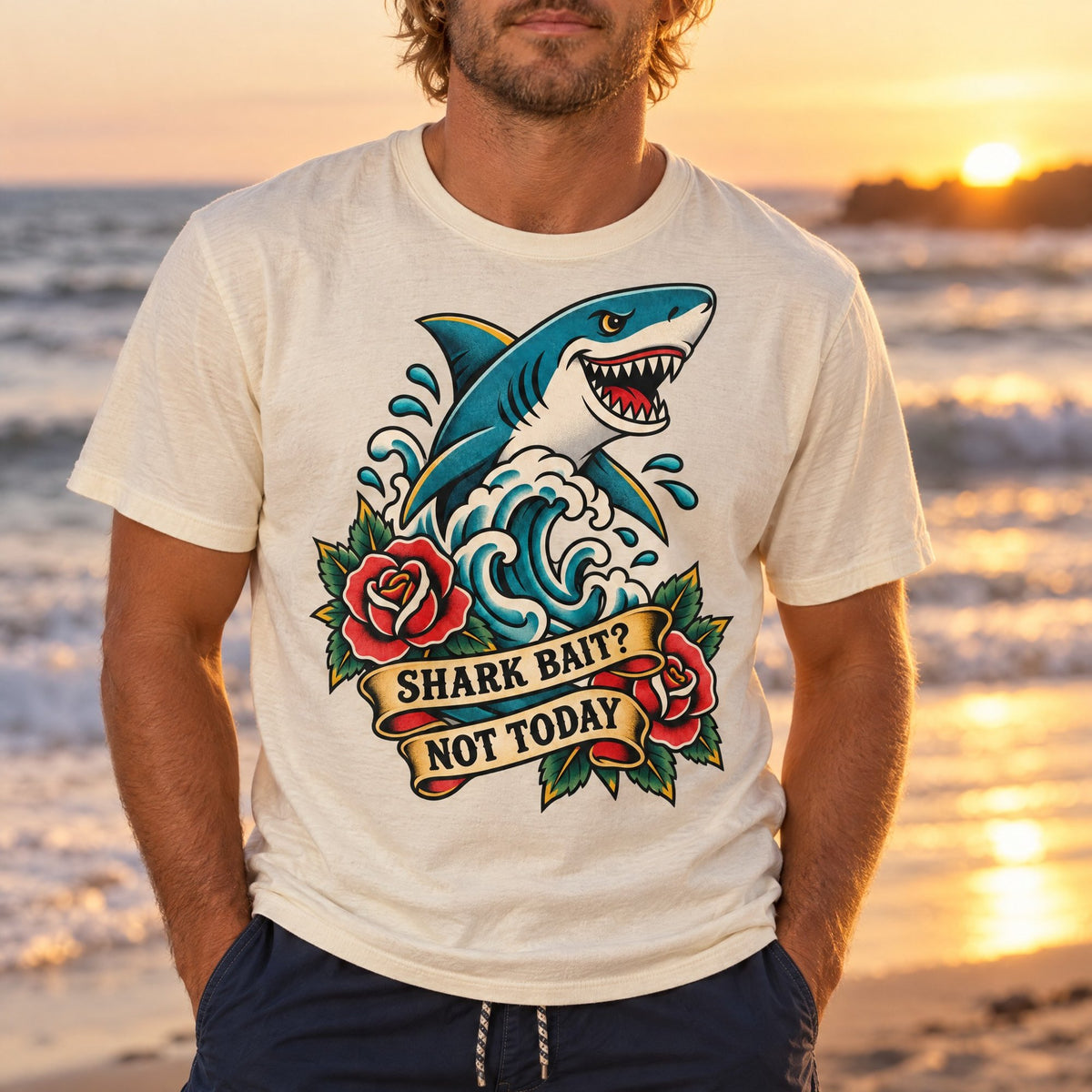 Shark Bait Not Today Tee tee mockup 1