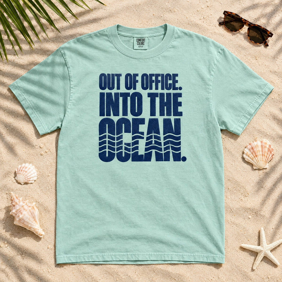 Out of Office Into the Ocean T-Shirt tee mockup 1