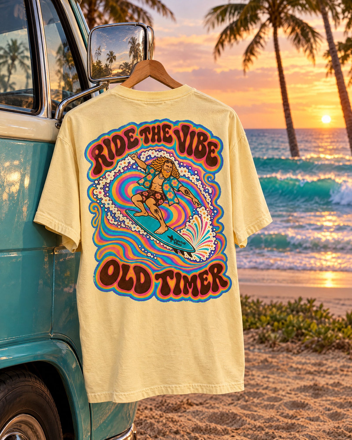 Ride the Vibe Old Timer T-Shirt tee mockup 3