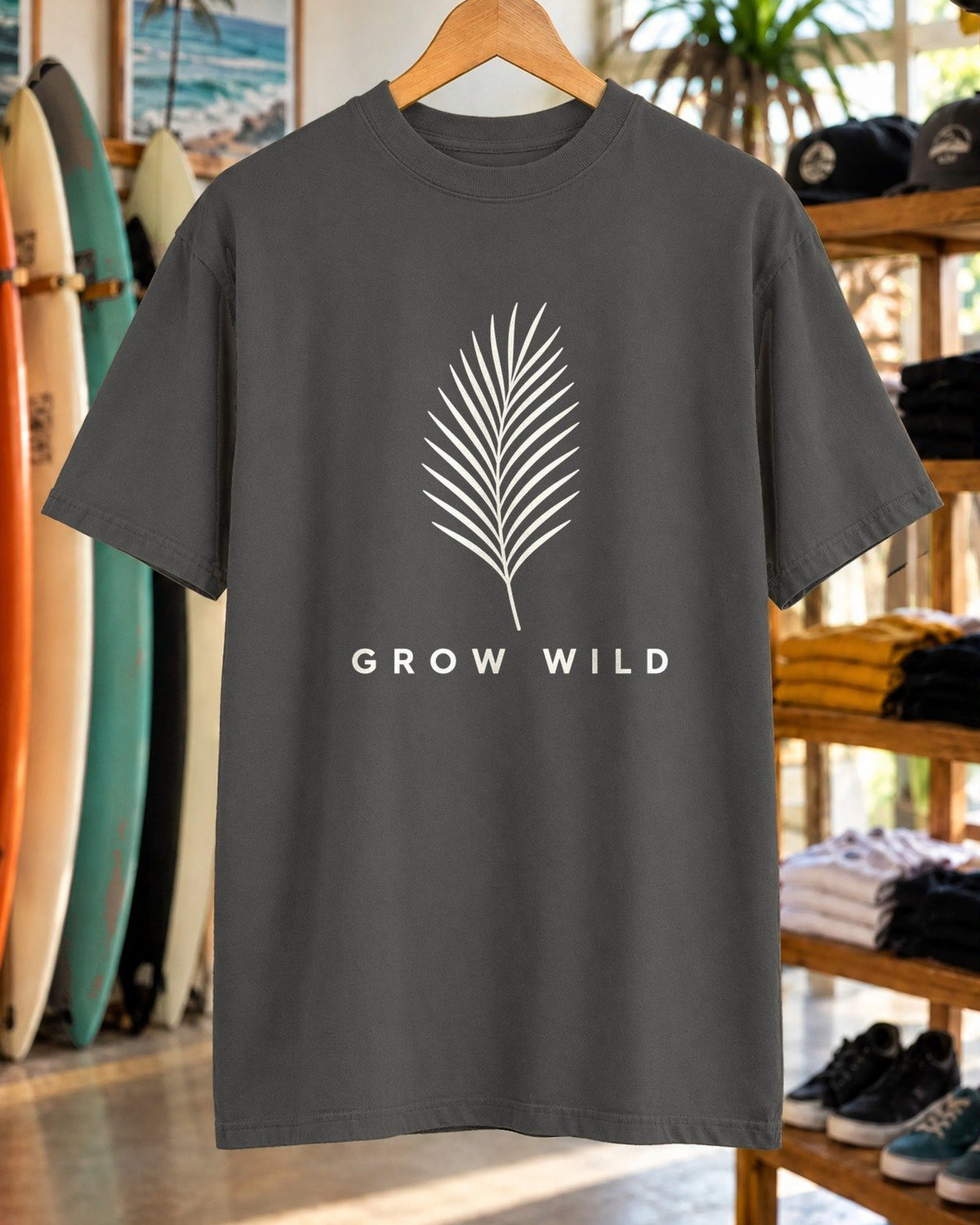 Grow Wild Tee tee mockup close-up