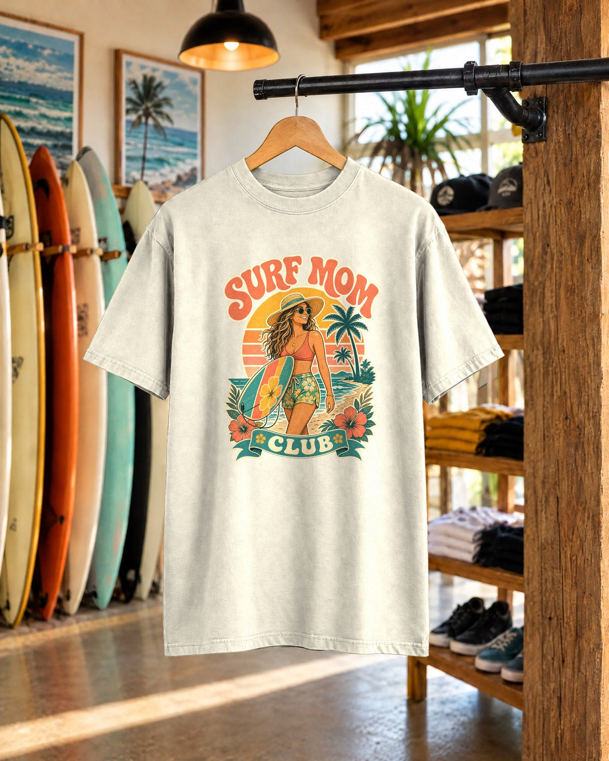 Surf Mom Club Tee tee mockup 1