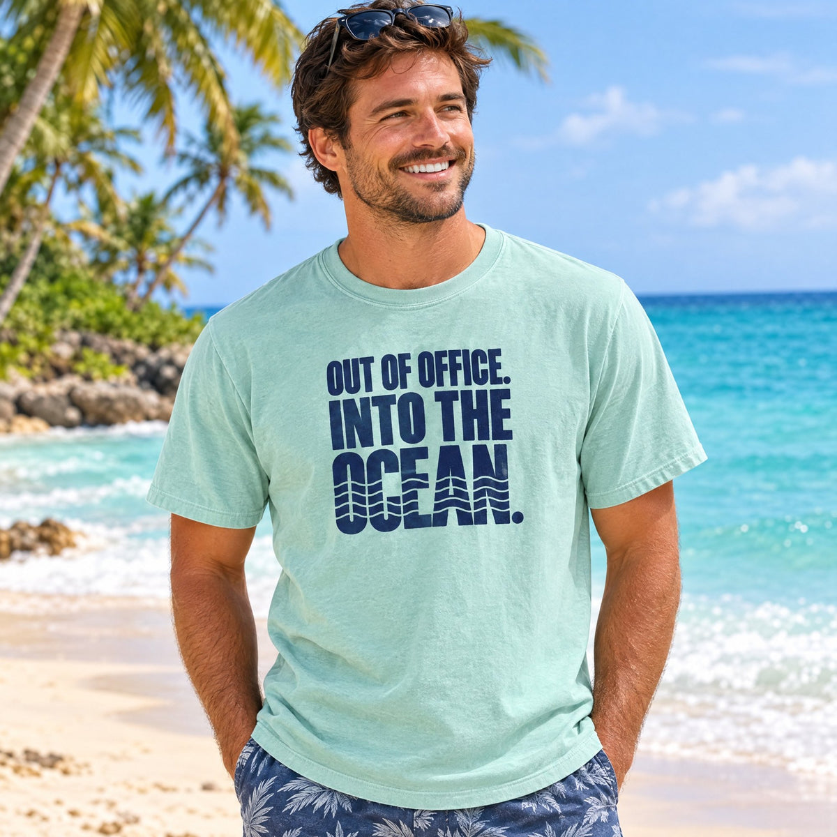 Out of Office Into the Ocean T-Shirt tee mockup 2