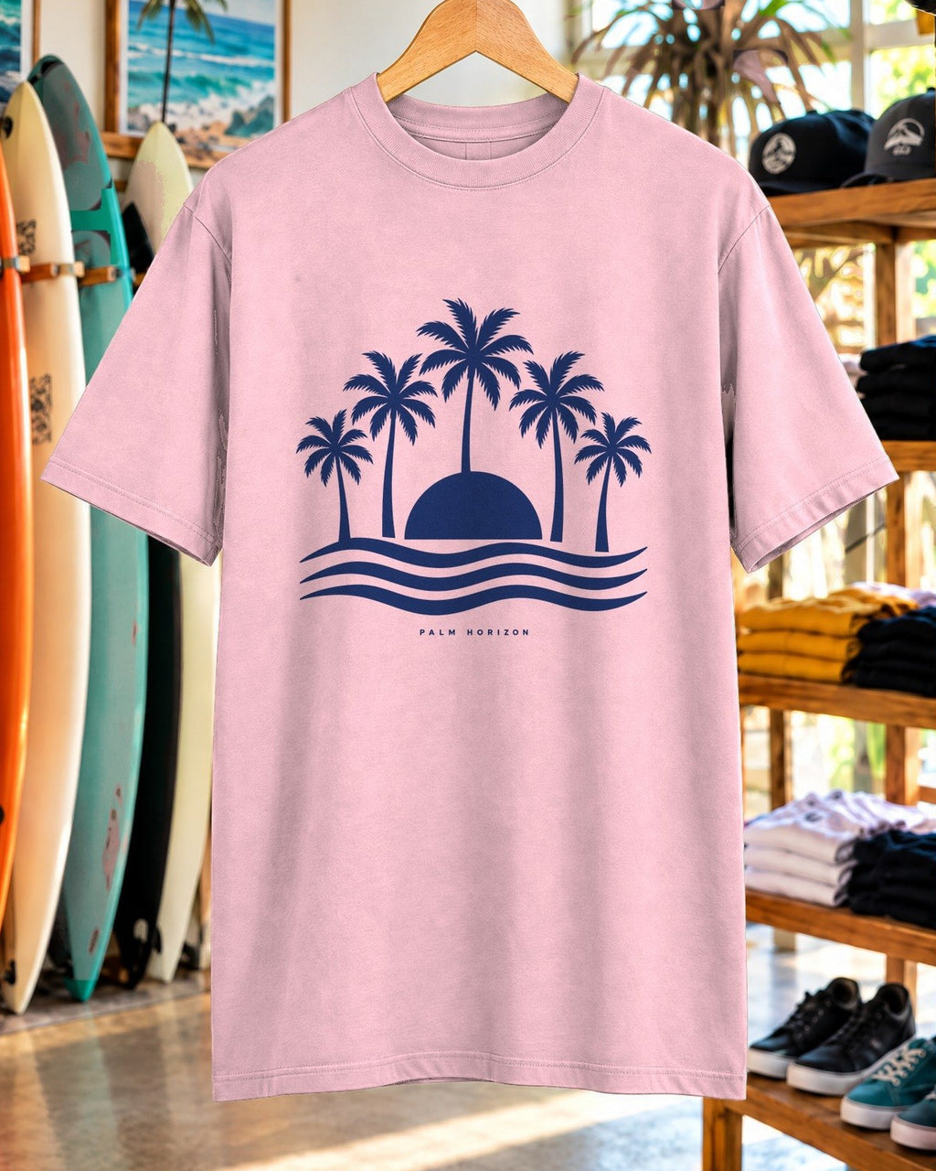 Palm Horizon Shirt tee mockup close-up