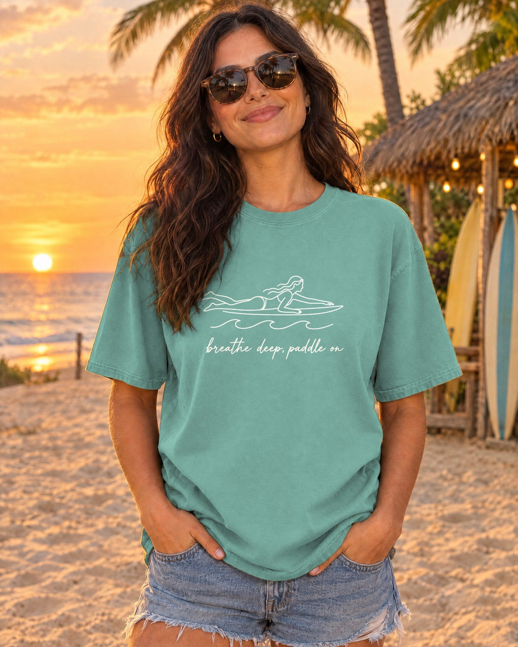 Breathe Deep, Paddle On Tee tee mockup 2