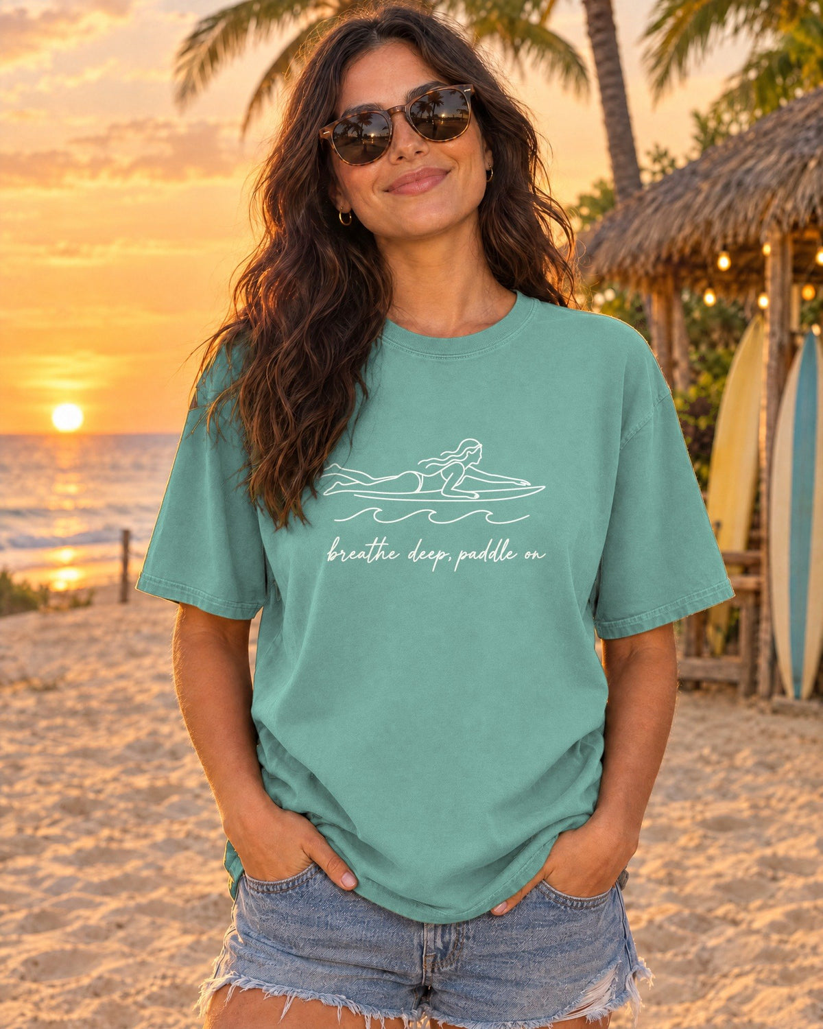 Breathe Deep, Paddle On Tee tee mockup 2