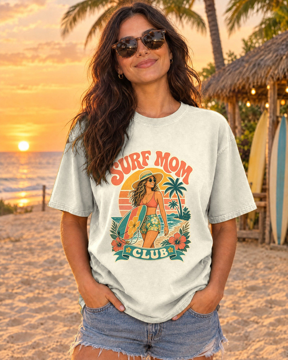 Surf Mom Club Tee tee mockup 2