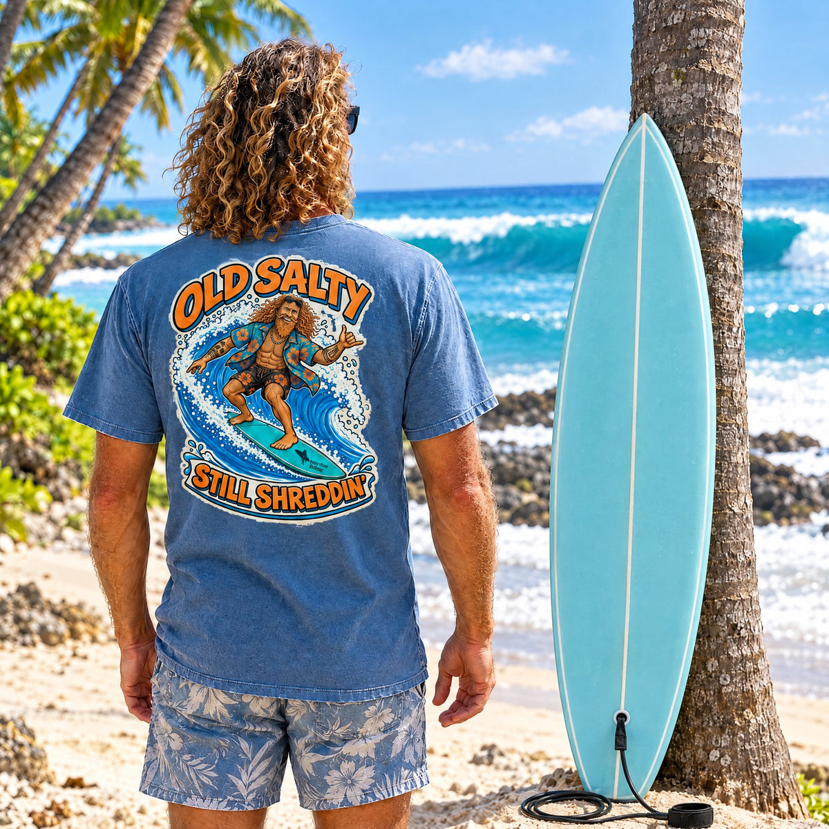 Old Salty Still Shreddin' Surf T-Shirt tee mockup 2