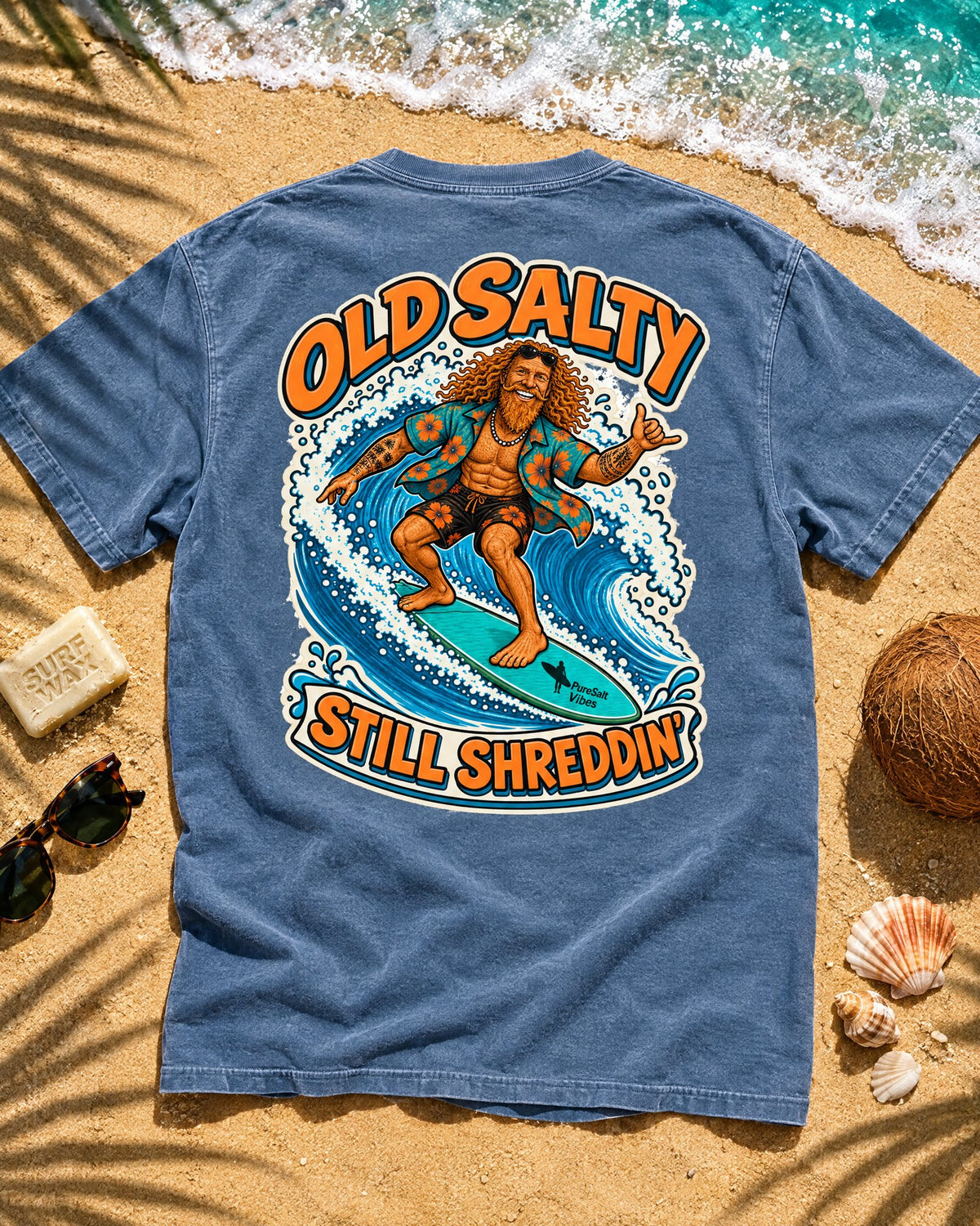 Old Salty Still Shreddin' Surf T-Shirt tee mockup 1