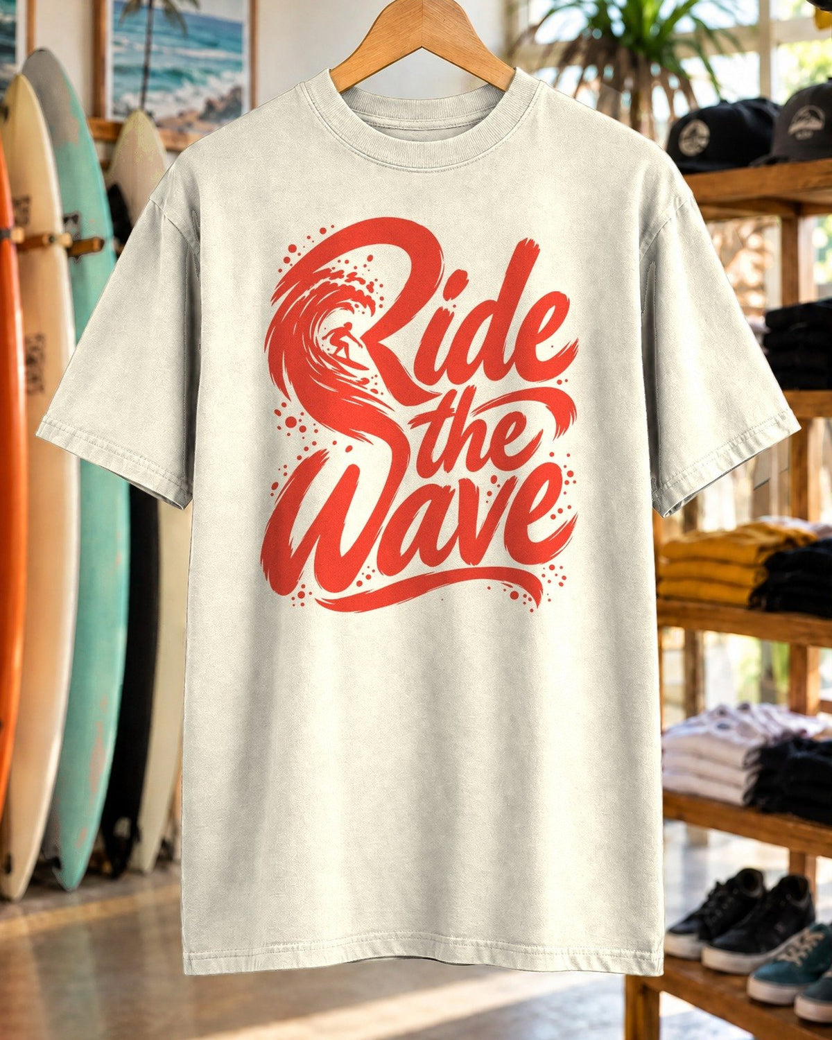 Ride The Wave Shirt tee mockup close-up