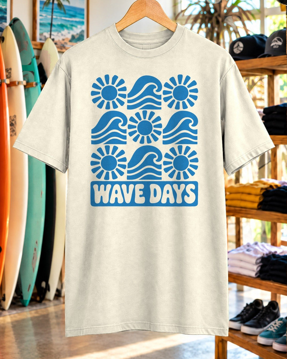 Wave Days Shirt tee mockup close-up