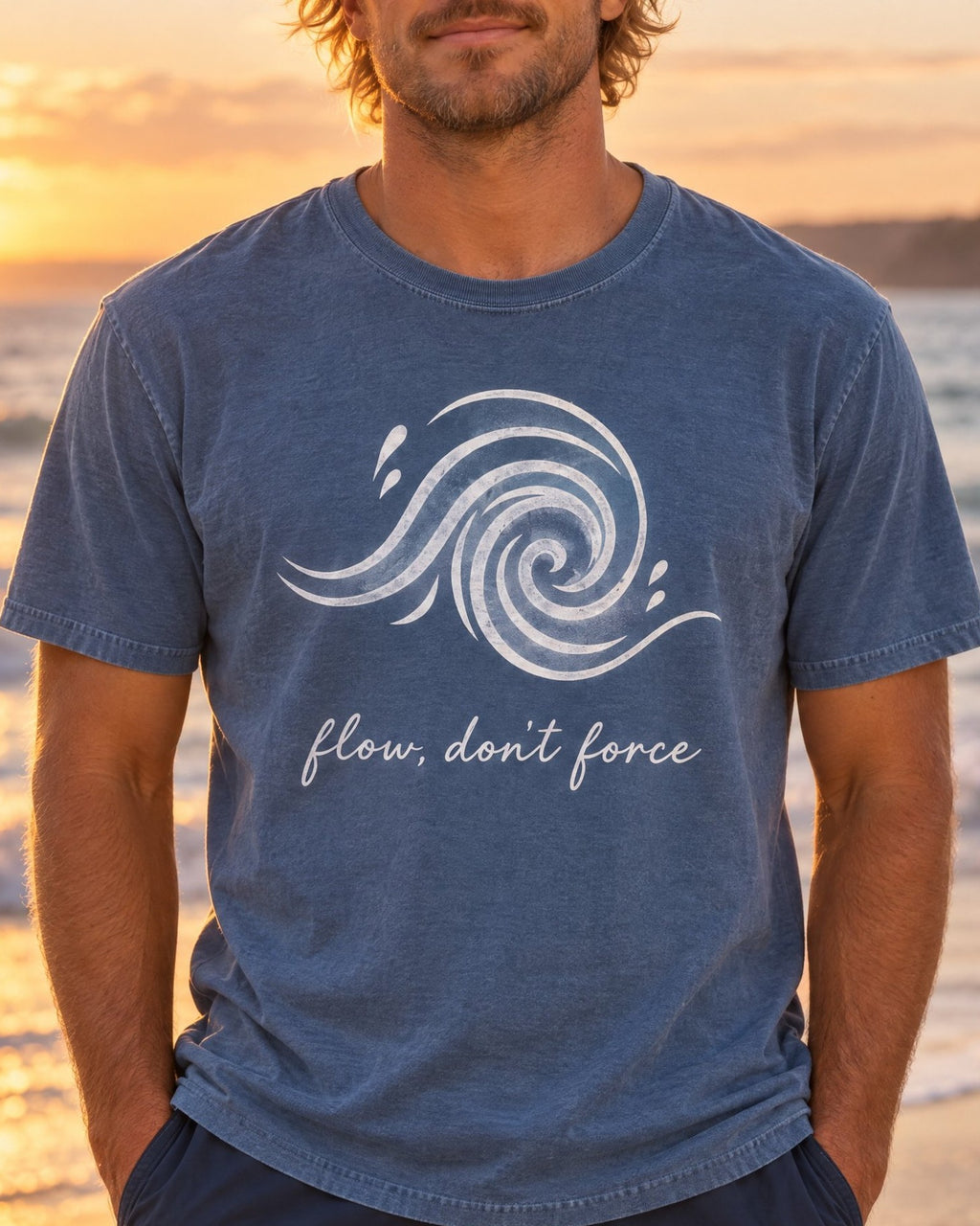 Flow Dont Force Tee tee mockup close-up