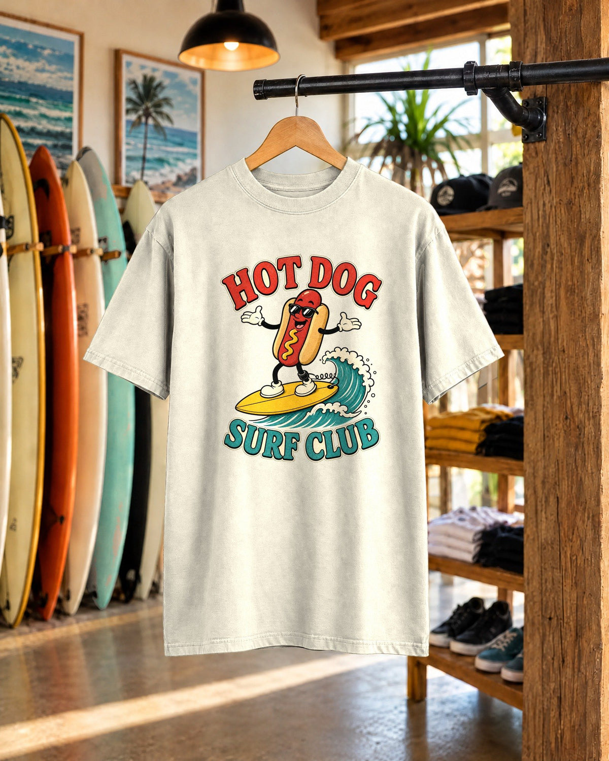 Hot Dog Surf Club Tee tee mockup 1