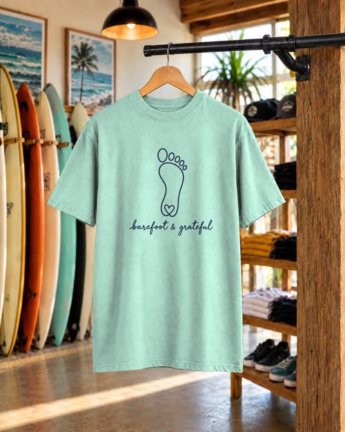 Barefoot & Grateful Tee tee mockup 1