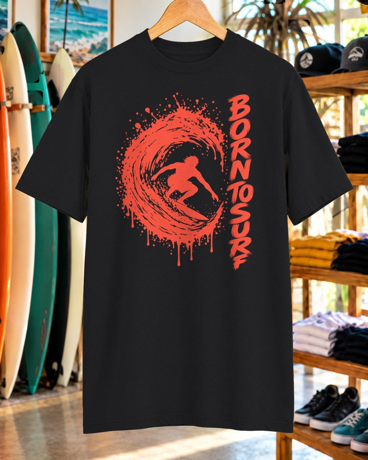 Born To Surf Shirt tee mockup close-up