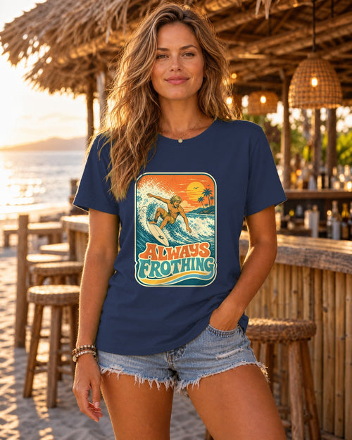 Always Frothing Tee tee mockup 2