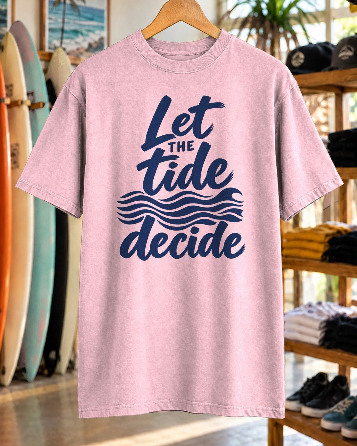 Let The Tide Decide Shirt tee mockup close-up