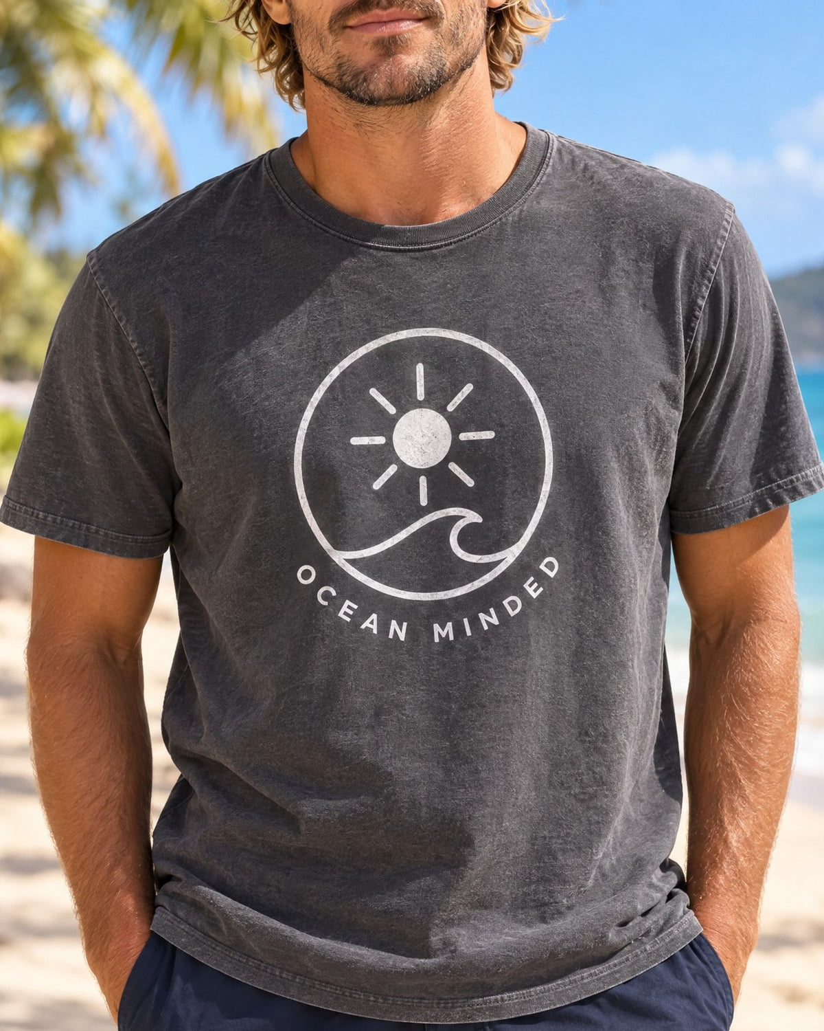 Ocean Minded Tee tee mockup close-up
