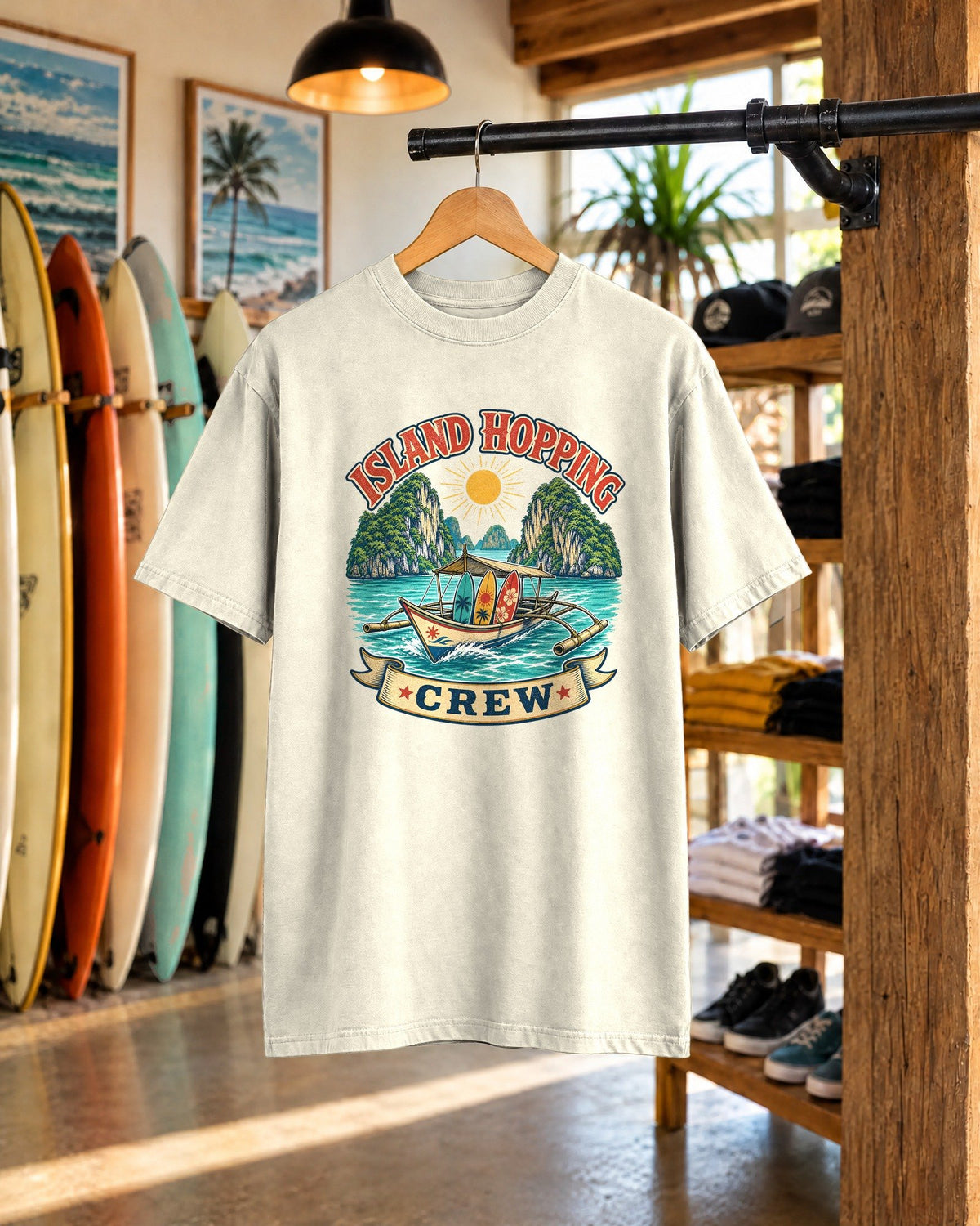 Island Hopping Crew Tee tee mockup 1