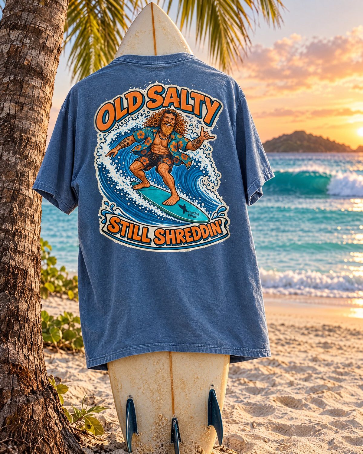Old Salty Still Shreddin' Surf T-Shirt tee mockup 3