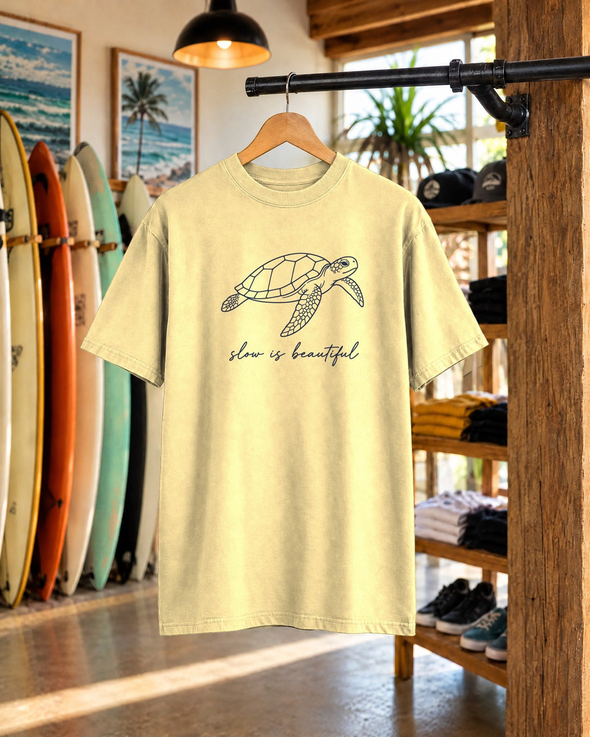 Slow Is Beautiful Tee tee mockup 1