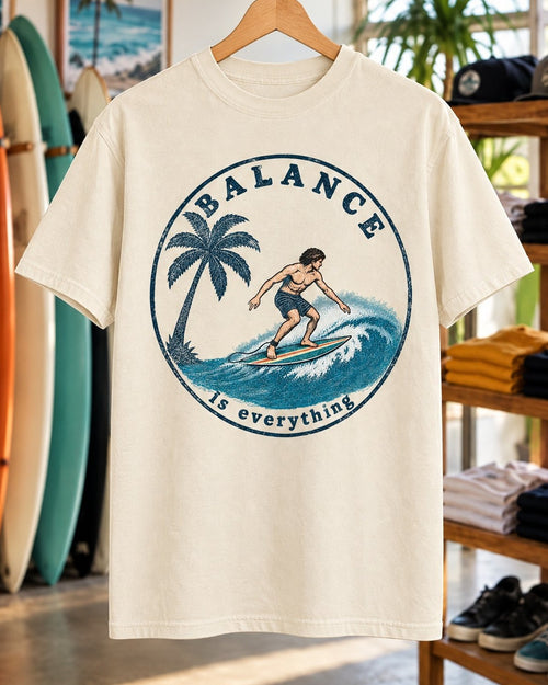 Balance Is Everything Tee tee mockup close-up